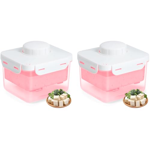 HASTHIP® Tofu Press Maker Shaper Drainer Food-Grade Fresh Mold Stainless Steel Spring-Loaded for Homemade Salad Vegan Diet 15.5x13.5x13.5cm Red 2PCS HASTHIP® Tofu Press Maker Shaper Drainer Food-Grade Fresh Mold Stainless Steel Spring-Loaded for Homemade Salad Vegan Diet 15.5x13.5x13.5cm Red 2PCS